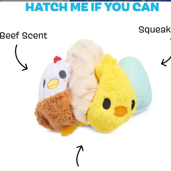 NWT, BARK Hatch Me If You Can Hard Core Tough Dog Chew Toy, Large, Tan and White - Picture 2 of 6